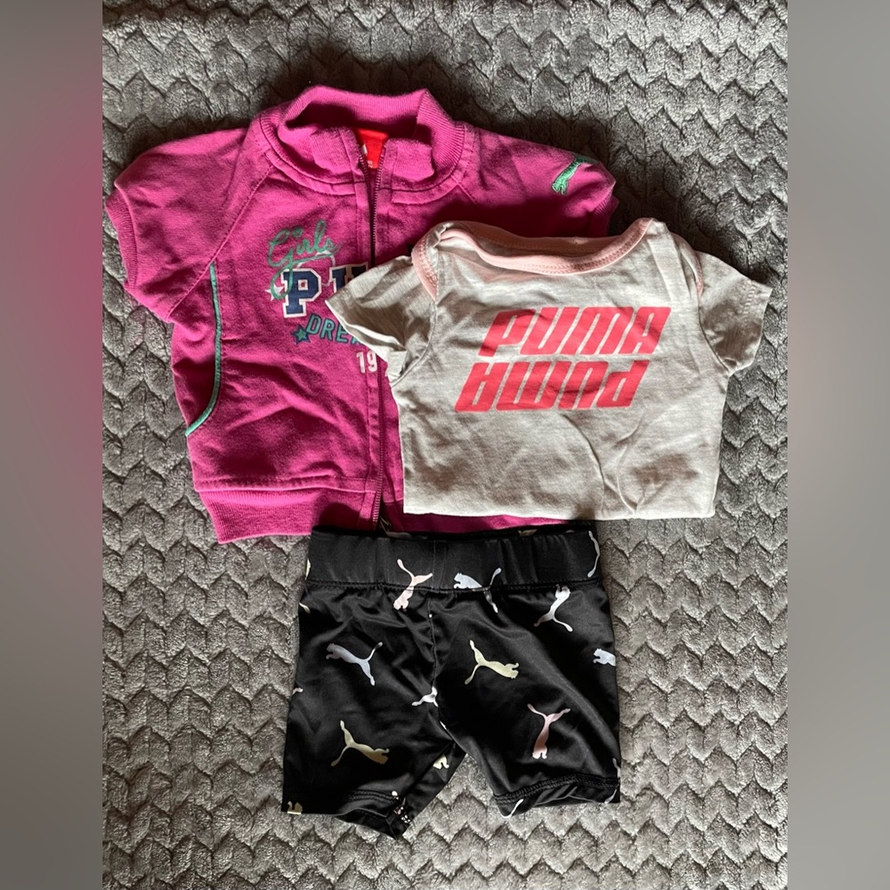 Puma Baby Girl Outfit Set – Jacket, Bodysuit & Shorts (3 pcs)